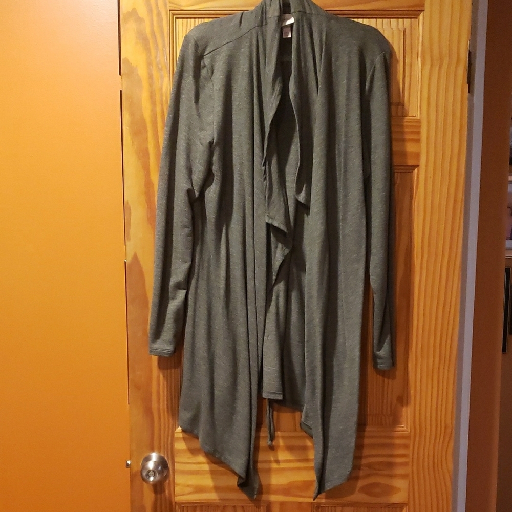 Women's Green Open Front Cardigan